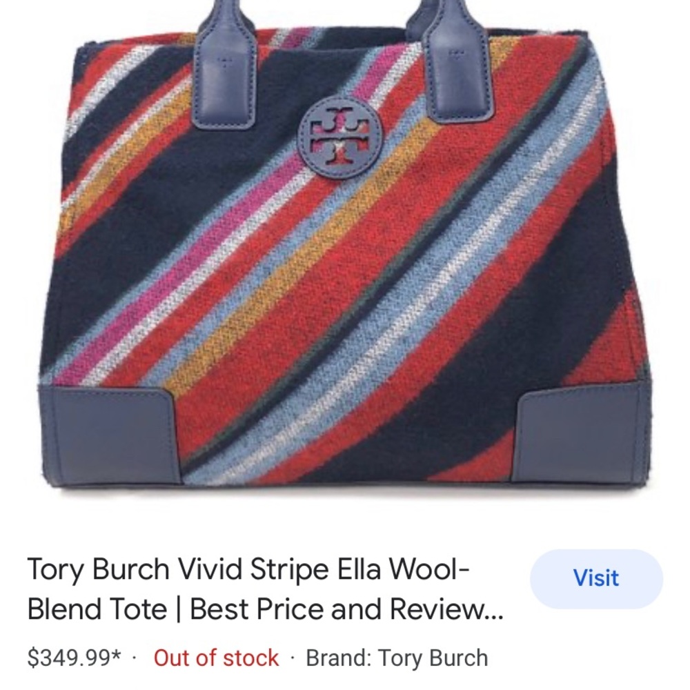 *EUC* Tory Burch | Vivid Stripe Ella Wool-Blend Tote, Retail $398